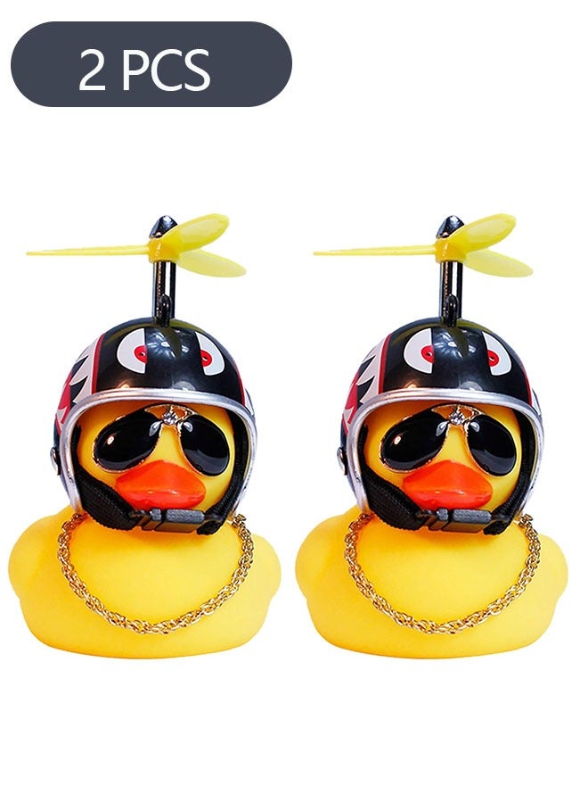 Generic 2-Piece Yellow Duck Toy Car Dashboard Decorations with Propeller Helmet (Shark Bee)  - Image 1
