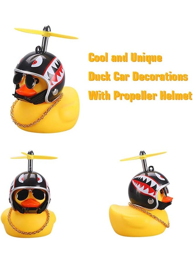 Generic 2-Piece Yellow Duck Toy Car Dashboard Decorations with Propeller Helmet (Shark Bee)  - Image 2
