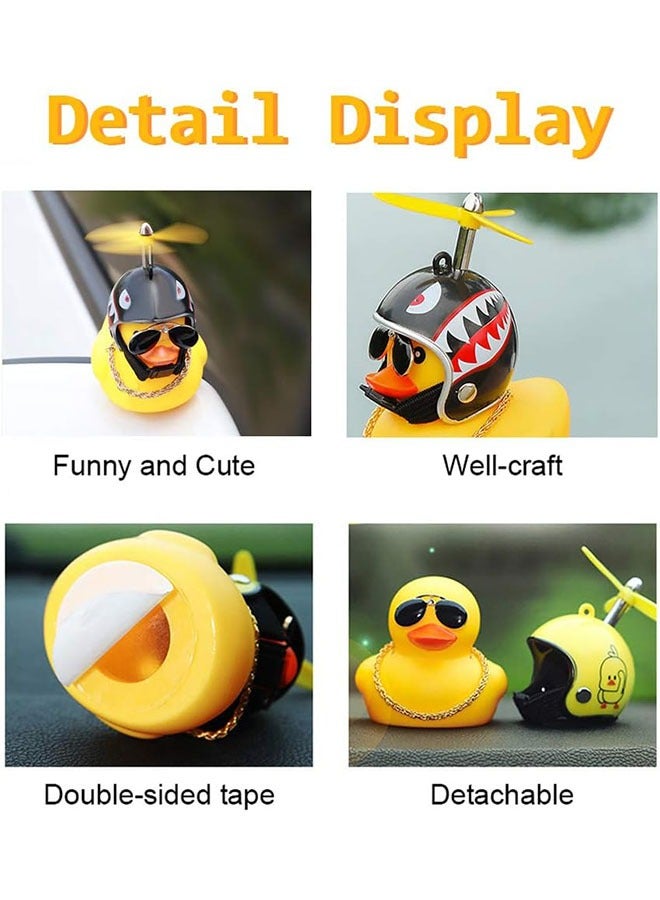 Generic 2-Piece Yellow Duck Toy Car Dashboard Decorations with Propeller Helmet (Shark Bee)  - Image 4
