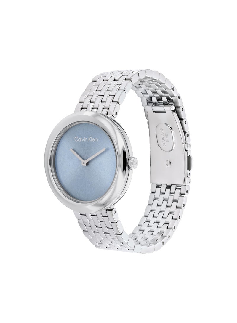 CALVIN KLEIN ساعة كالفين كلاين النسائية ذات القرص الدائري باللون الأزرق الفاتح - 25100065 - Image 1
