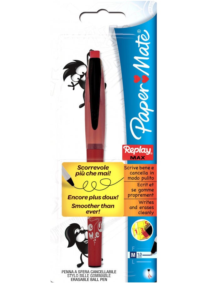 Paper Mate Paper Mate Replay Max Eraseable Ball Pen Medium Tip - Red 