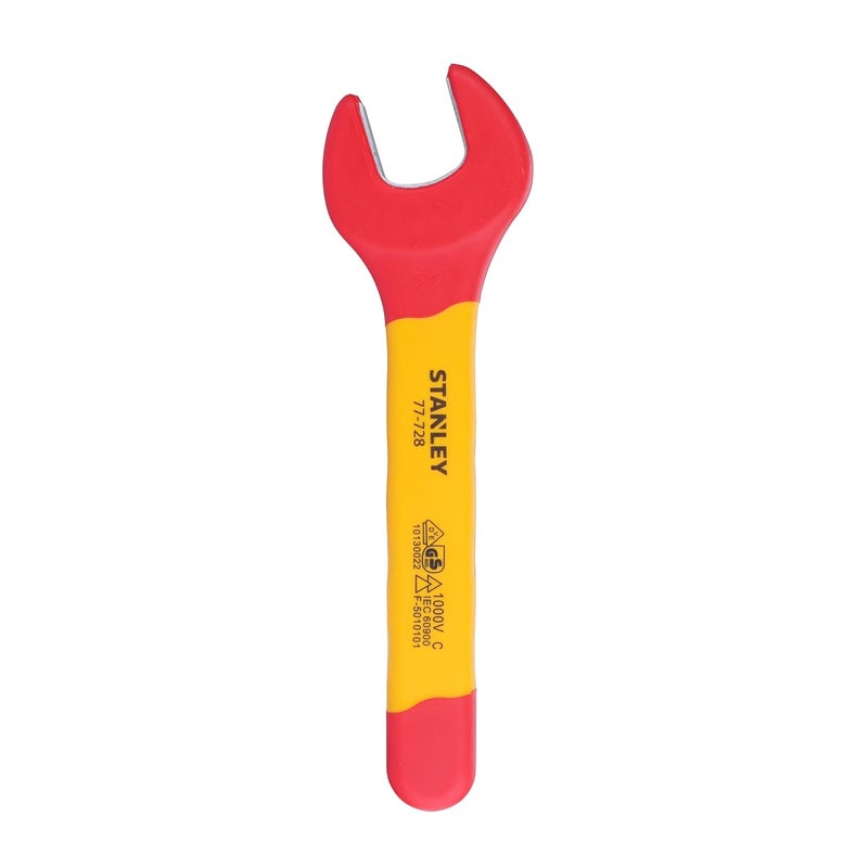 Stanley STANLEY STMT7772823B VDE Insulated Open End Wrench 22mm Ideal For Repair Of Electric Vehicles Red and Yellow - Image 1