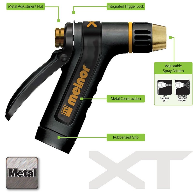 Melnor 65084-AMZ XT Metal Rear Trigger Nozzle with QuickConnect Product Adapter Set, Adjustable Tip - Image 2