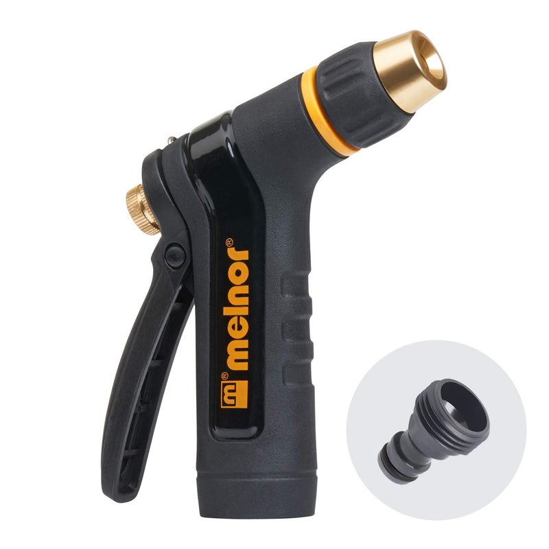 Melnor 65084-AMZ XT Metal Rear Trigger Nozzle with QuickConnect Product Adapter Set, Adjustable Tip - Image 1