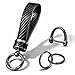 Turcee Leather Car Keychain Carbon Fiber Interior Key Fob with AntiLost DRing Car Accessory Key Ring Black - Image 2