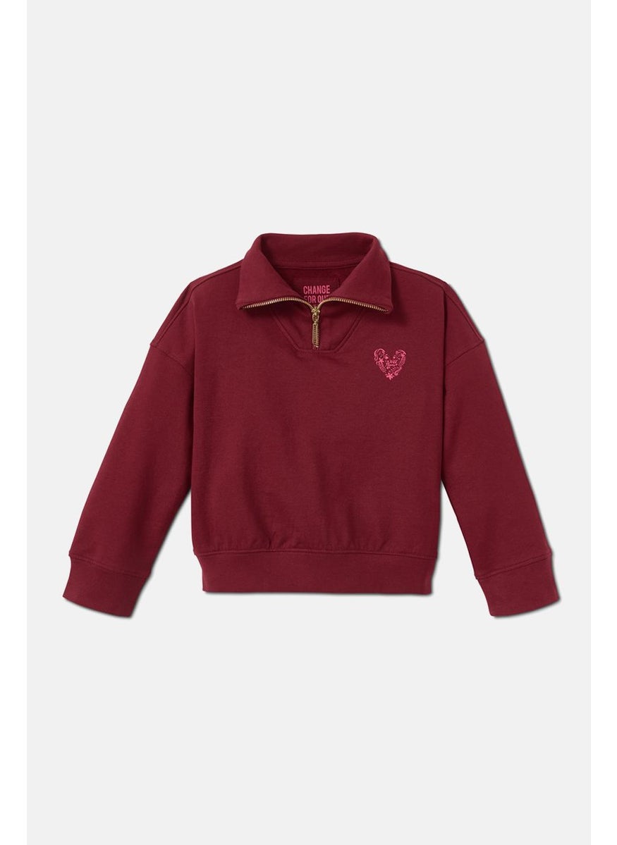 Tchibo Kids Girl Long Sleeve Graphic Sweatshirt, Red  - Image 3