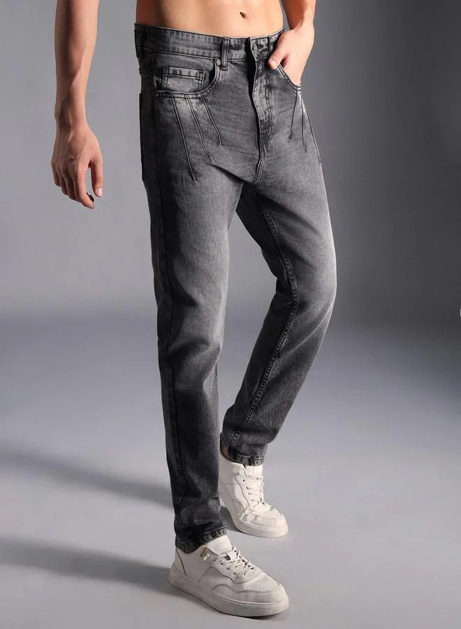 HIGH STAR Mid Rise Faded Regular Fit Jeans by Styli