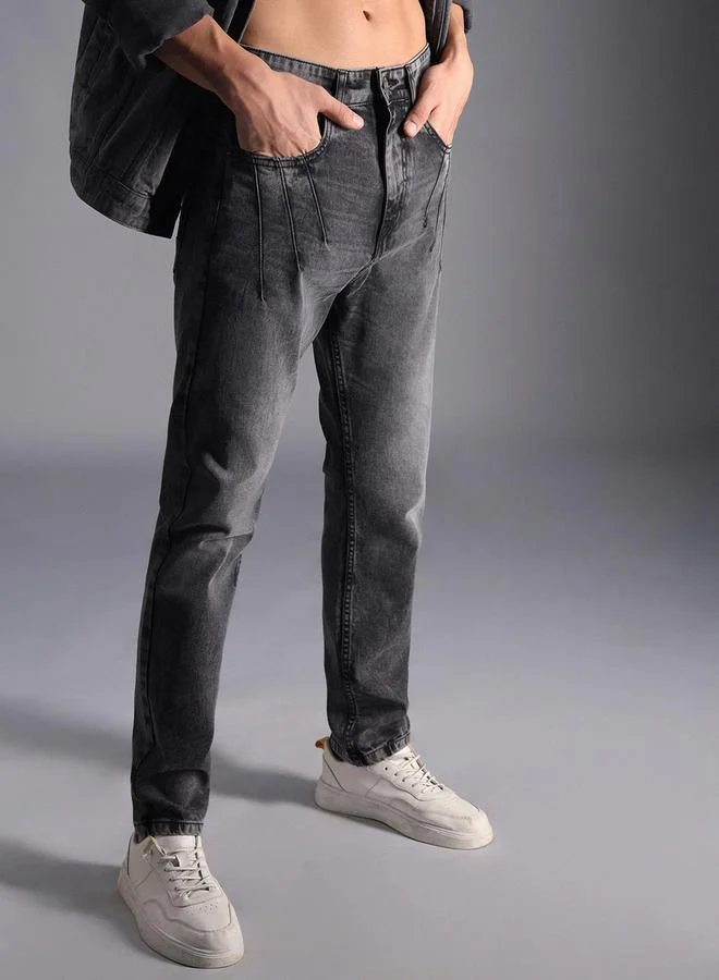 HIGH STAR Mid Rise Faded Regular Fit Jeans by Styli