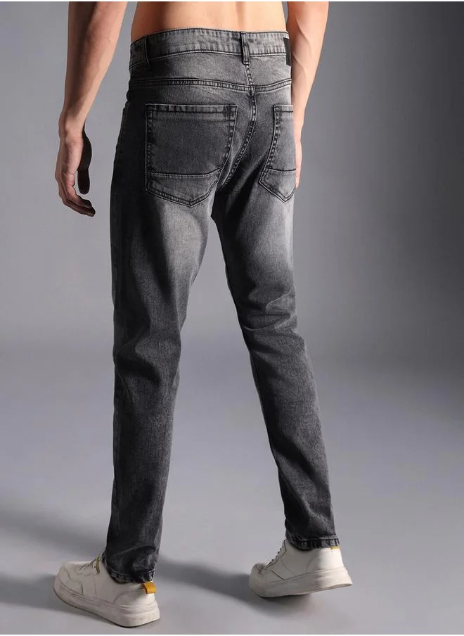 HIGH STAR Mid Rise Faded Regular Fit Jeans by Styli