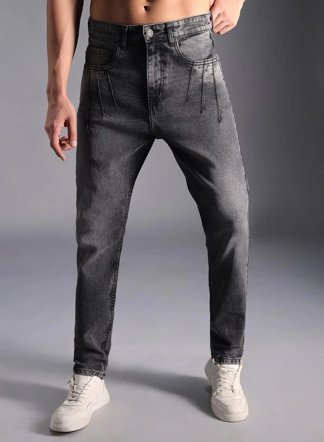 HIGH STAR Mid Rise Faded Regular Fit Jeans by Styli