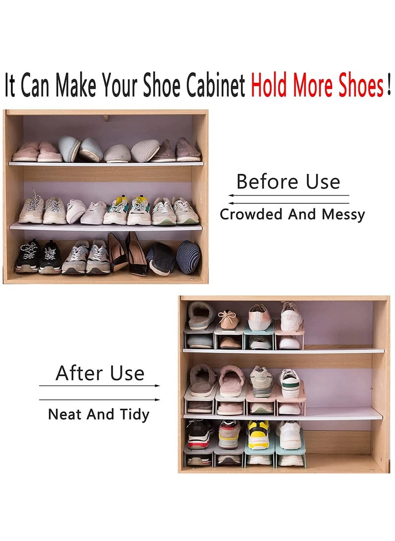 KASTWAVE - Shoe slots organizer, Double Layer Stack Shoe 50% Space-Saving Storage Shoe Rack Detachable and combinable simple shoe rack creative storage shoe rack household shoe storage rack(8 Pack) - Image 1