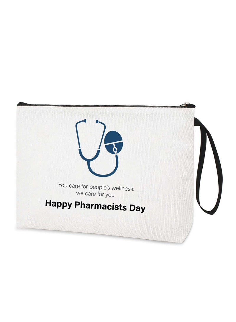 PRINTSHOP4ME Pharmacist Day Cosmetic Bags with Zipper Portable Multipurpose Cosmetic Pouch or Pharmacy Bag suitable Graduation Gift for Medical Students (Design 1) 
