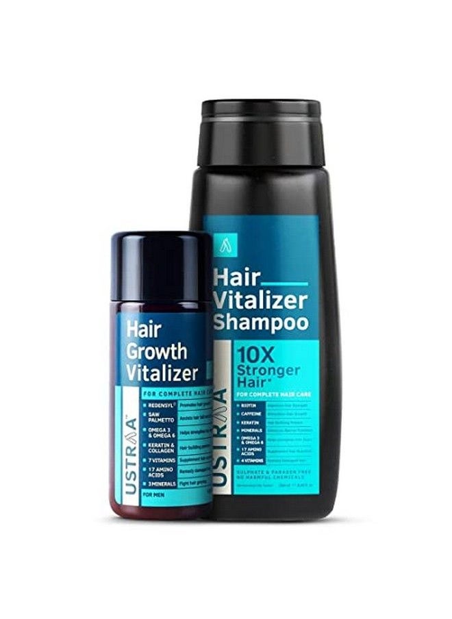 Ustraa - Hair Vitalizer Kit (Dermatologically Tested Hair Vitalizer Shampoo 250Ml & Clinically Tested Hair Growth Vitalizer 100Ml) Hair Growth Pack Helps In Hair Growth Reduces Hairfall - Image 1