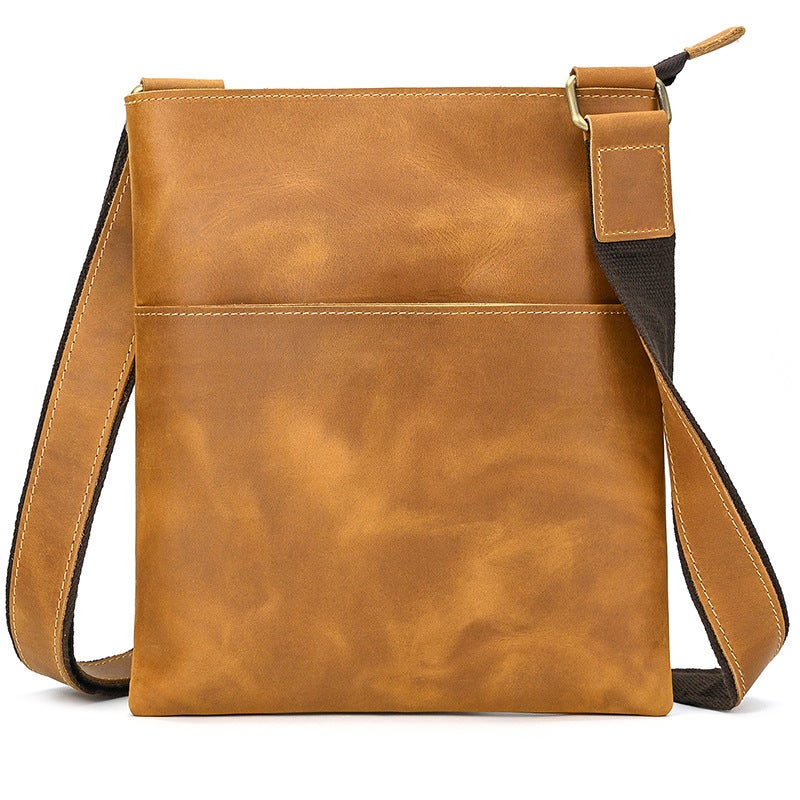 Men'S Genuine Leather Shoulder Bag, Crazy Horse Leather Crossbody Bag, Top Layer Cowhide Flap Shoulder Bag, Ipad Bag, Exclusively For Sales - Image 1