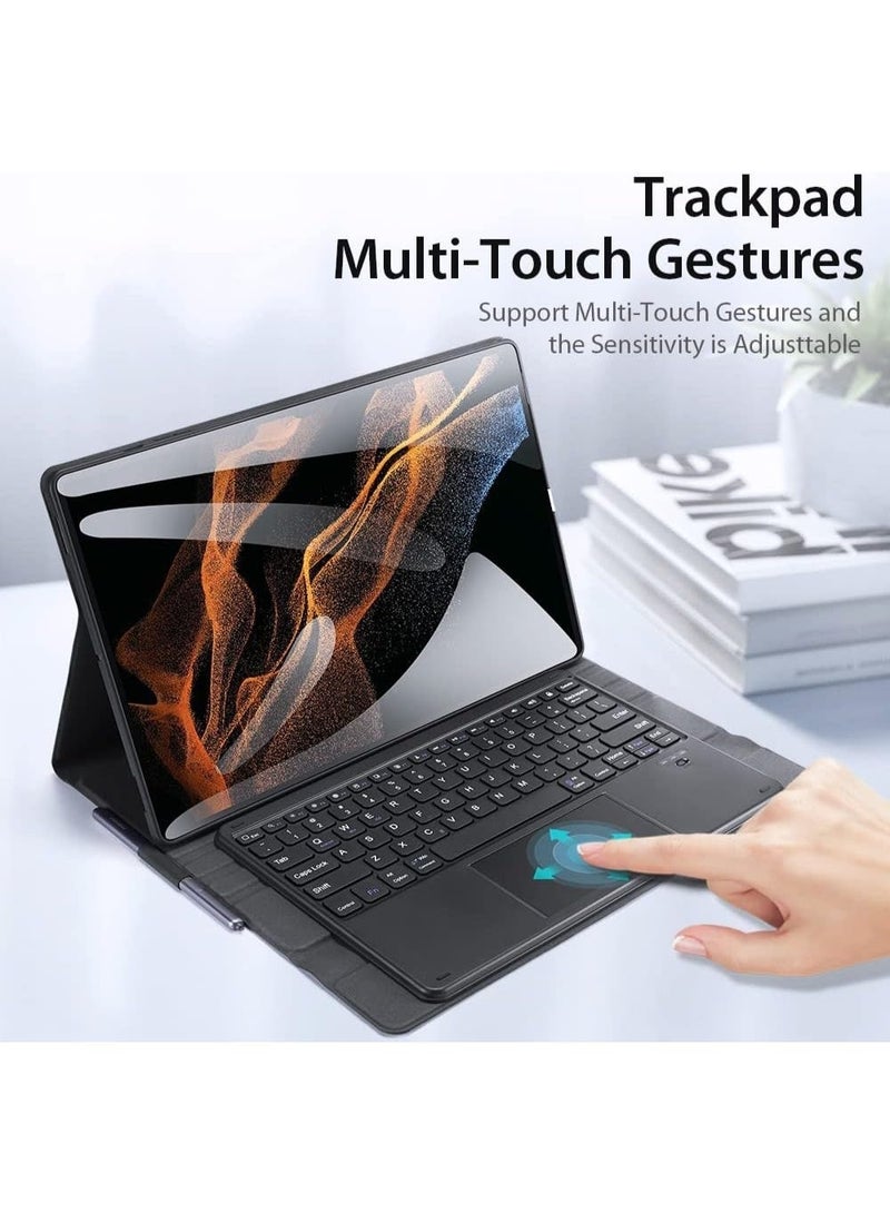 Premium Keyboard Case Compatible with Galaxy Tab S8 Ultra 14.6 inch 2022, Bluetooth Wireless Detachable Keyboard with Trackpad, Slim PU Leather Stand Cover – Black - Image 2