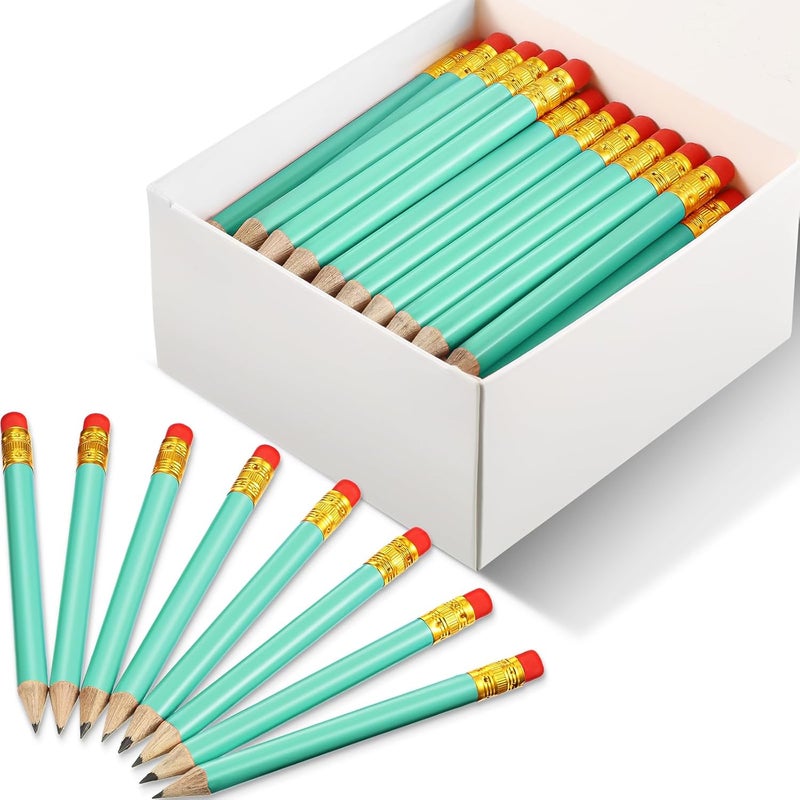 Outus 72 Pieces Golf Pencils Half Pencils with Eraser Mini Bulk Short #2 HB Pre Sharpened for Bridal Shower Wedding Office(Sage Green) - Image 1