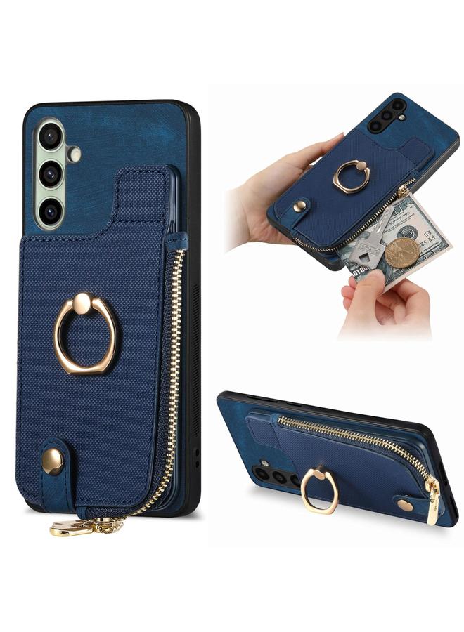 اس-توب جراب خلفي لهاتف Samsung Galaxy A36 مزود بحلقة جلدية متقاطعة وسحاب عمودي - Image 1