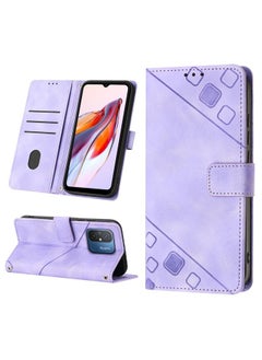 HuHa Case Cover For Xiaomi Poco C55 / Redmi 12C / 11A Skin-feel Embossed Leather Phone Case Light Purple 