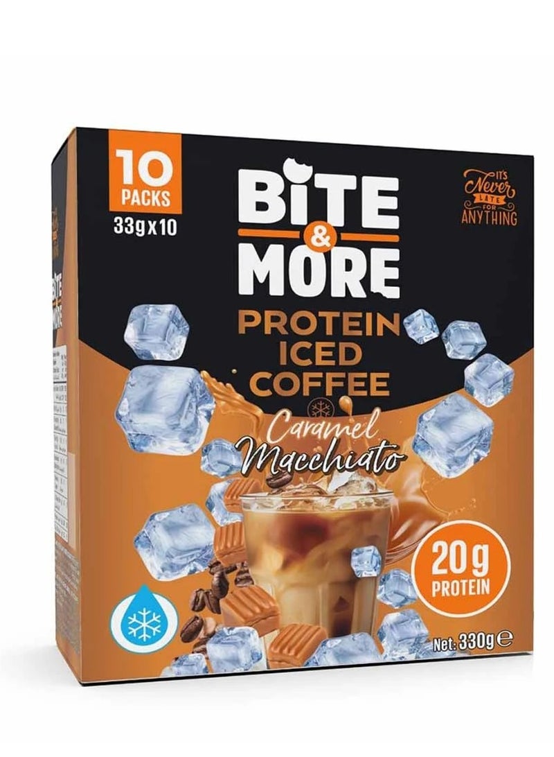 BITE & MORE PROTEIN ICED COFFEE,CARAMEL MACCHIATO FLAVOUR 33G*10 - Image 1