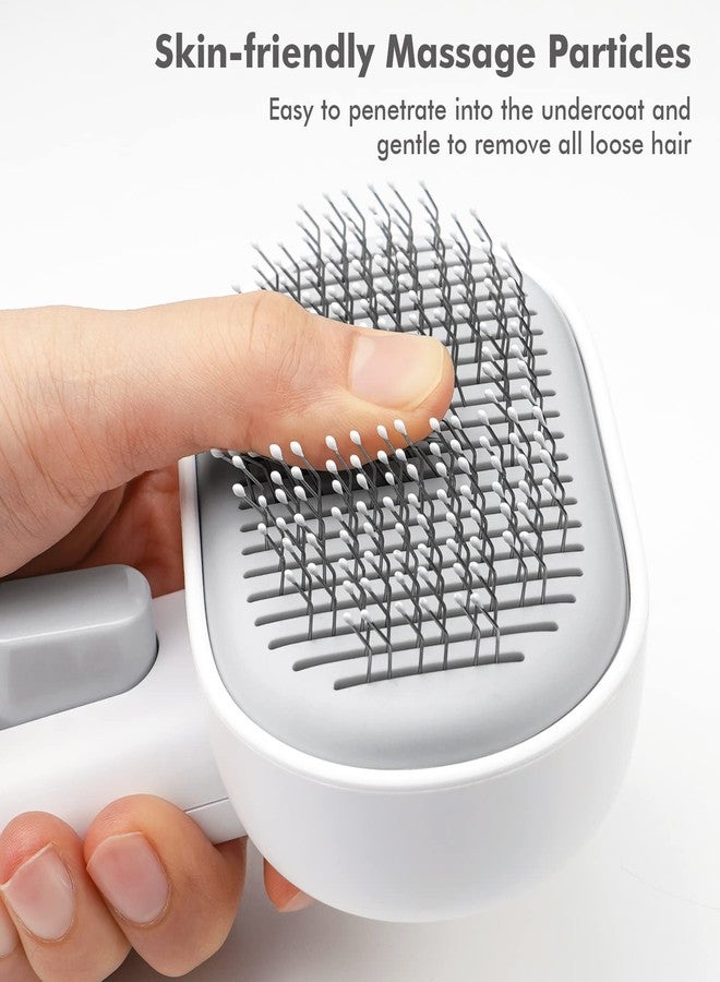 KittuPet Self Cleaning Slicker Brush Grooming and Shedding Hair Brush - Easy to Remove Loose Undercoat, Pet Massaging Hair Brush Tool Ideal for Cleaning Dogs and Cats Hair (White) - Image 2