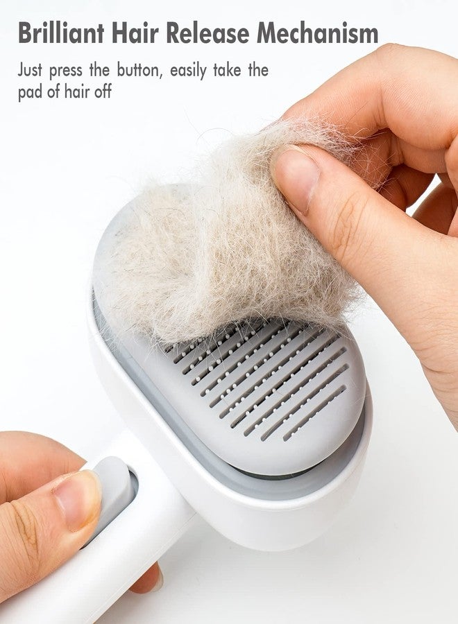 KittuPet Self Cleaning Slicker Brush Grooming and Shedding Hair Brush - Easy to Remove Loose Undercoat, Pet Massaging Hair Brush Tool Ideal for Cleaning Dogs and Cats Hair (White) - Image 3