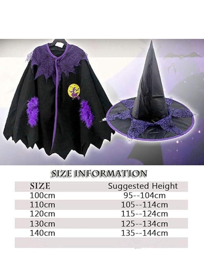 Golden Costumes for Girls Witch Cloak Costume with Hat & Broom  Kids Fancy Party Dress Up Outfit Stage Performance Costume for  Birthday and Party(120cm) - Image 2