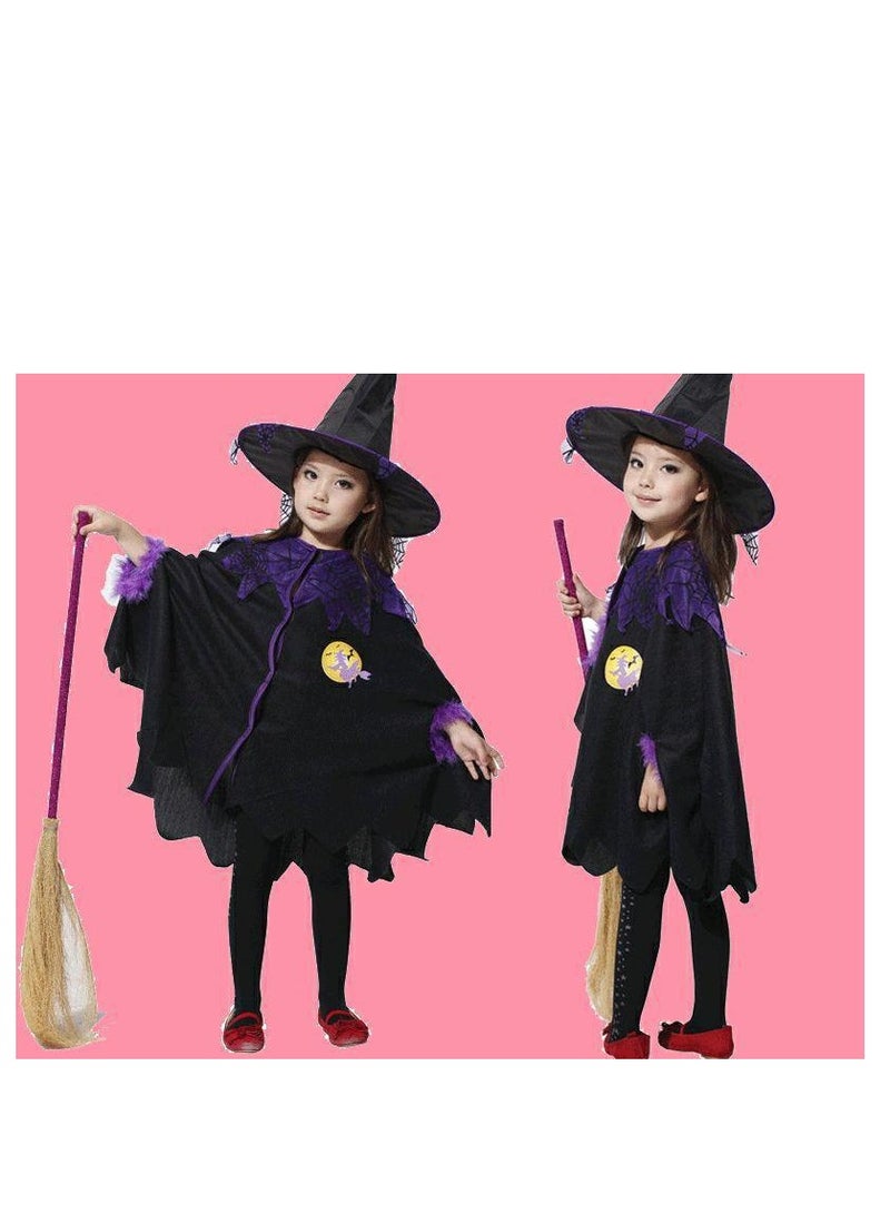 Golden Costumes for Girls Witch Cloak Costume with Hat & Broom  Kids Fancy Party Dress Up Outfit Stage Performance Costume for  Birthday and Party(120cm) - Image 5