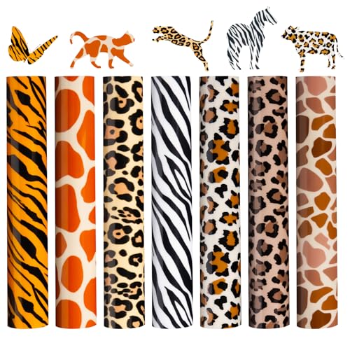 HTVRONT Leopard Heat Transfer Vinyl 8Pcs Leopard Iron on Vinyl for TShirts Easy to Cut Weed Cheetah Print HTV 12X10in Patterned Compatible with Cricut Cutting Machine Silhouette Cameo - Image 1