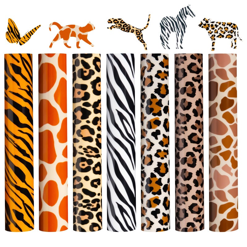 HTVRONT Leopard Heat Transfer Vinyl 8Pcs Leopard Iron on Vinyl for TShirts Easy to Cut Weed Cheetah Print HTV 12X10in Patterned Compatible with Cricut Cutting Machine Silhouette Cameo - Image 2