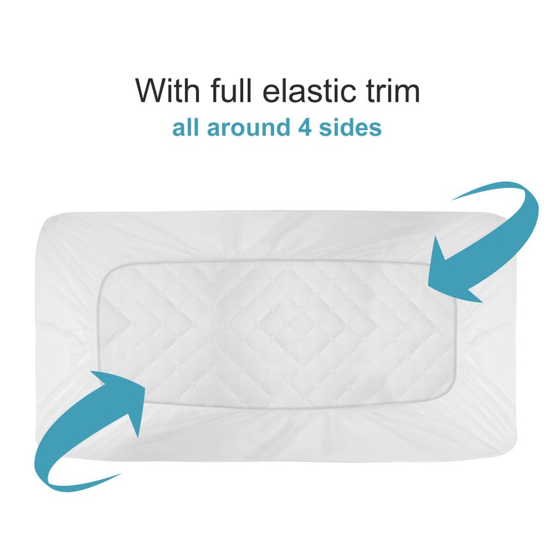 NTBAY 2 Pack Waterproof Mini Crib Mattress Protector, Quilted 24"x38" Fitted Mattress Cover - Machine Washable - Soft and Breathable Baby Mattress Pad Sheet for Mini Crib and Baby Playards, White - Image 2
