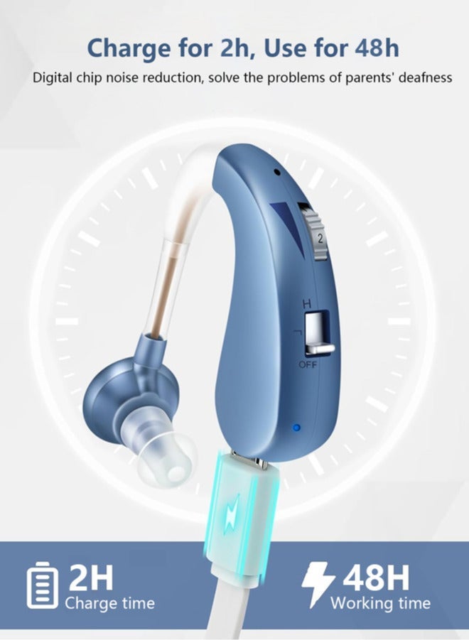 general Rechargeable Hearing Aid for Seniors with Noise Cancelling, BTE Hearing Aids for People with Mild Moderate Severe Hearing Loss, All Day Comfort Fit, Blue - Image 4