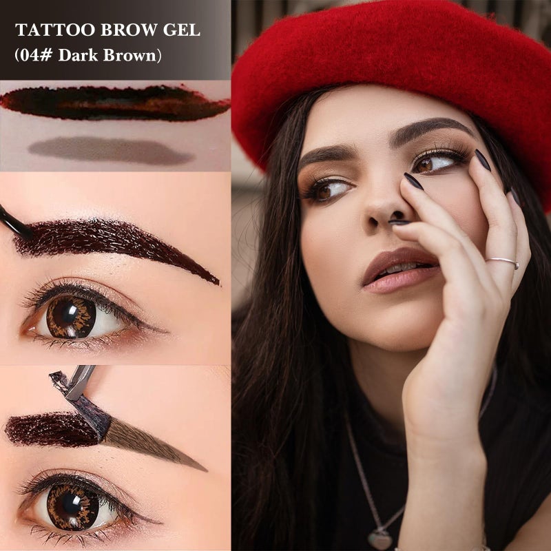 LSxia 2 Pcs Peel Off Tattoo Eyebrow Gel Set, Natural Color Eye Brow Gel Long-Lasting Waterproof Eyebrow Tattoo, Easy Peel Off Eye Brow Makeup -Up To 3 Days (Dark Brown) - Image 3