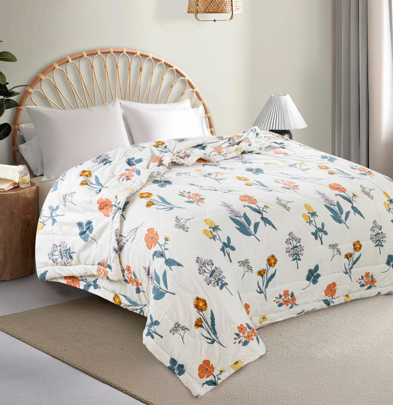 CHANDRAVATI 240 GSM Microfiber Reversible AC Comforter/Quilt/Duvets/Summer Blanket for Double Bed King Size [230x250 cm] (Cream) - Image 1
