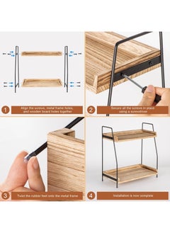 ANBOXIT Countertop Coffee Station Organizer, 2 Tier Wooden Shelf for Coffee Bar Accessories, Condiment Storage Caddy for Kitchen, Home, Office - Brown  - Image 5
