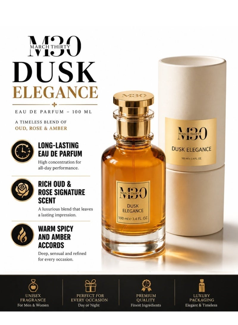 March Thirty M30 Dusk Elegance EDP Unisex Perfume 100ml – Oud, Rose, Amber, Warm Spicy Notes - Image 3