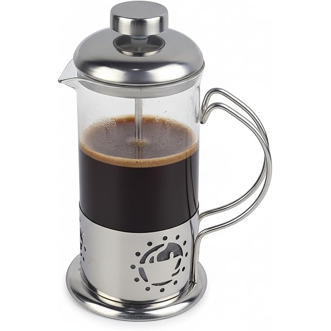 BNYD Single Serve French Press Coffee Maker - 12 oz Glass & Stainless Brewer | Portable 1-Cup Manual Coffee Press With Fine Mesh Filter, Mini Brewer For Home, Travel or Camping, Great For Loose Tea. - Image 1