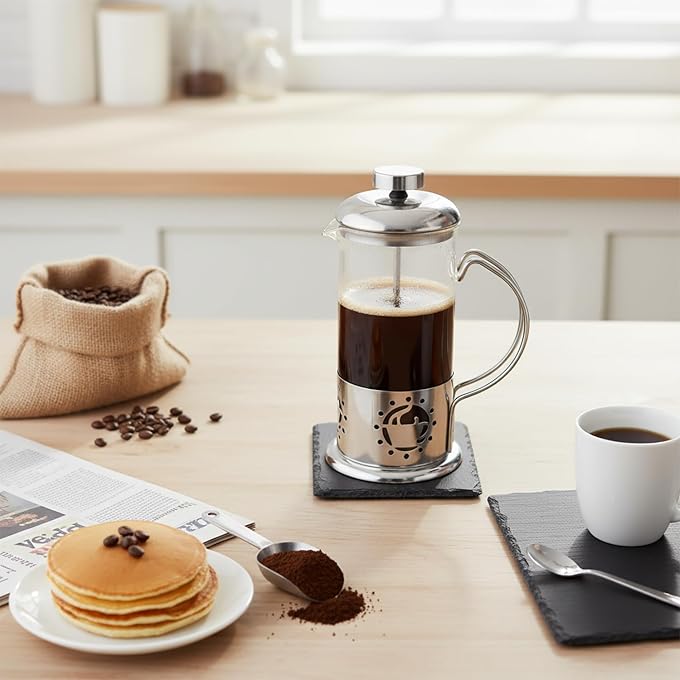 BNYD Single Serve French Press Coffee Maker - 12 oz Glass & Stainless Brewer | Portable 1-Cup Manual Coffee Press With Fine Mesh Filter, Mini Brewer For Home, Travel or Camping, Great For Loose Tea. - Image 2