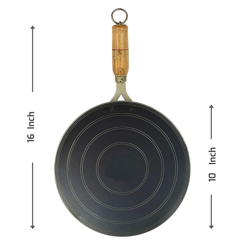 PGen Size 10 Inches Small Traditional Iron Desi TawaPan for Dosa Roti Chapati Bhakri for Home and Professional Use Roti Tawa with Handle - Image 3