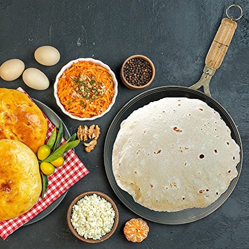 PGen Size 10 Inches Small Traditional Iron Desi TawaPan for Dosa Roti Chapati Bhakri for Home and Professional Use Roti Tawa with Handle - Image 2