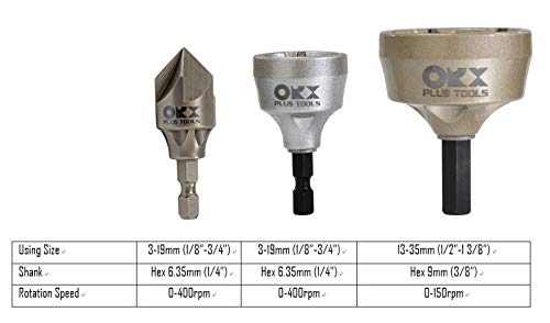 ORX PLUS TOOLS ORXPLUS Tools Deburring Chamfer & Countersink Bit Kit 3 Pack, Deburring Drill Bit, Remove Burr Tools for Fit 1/2"- 1-3/8"(3mm-35mm) - Image 2