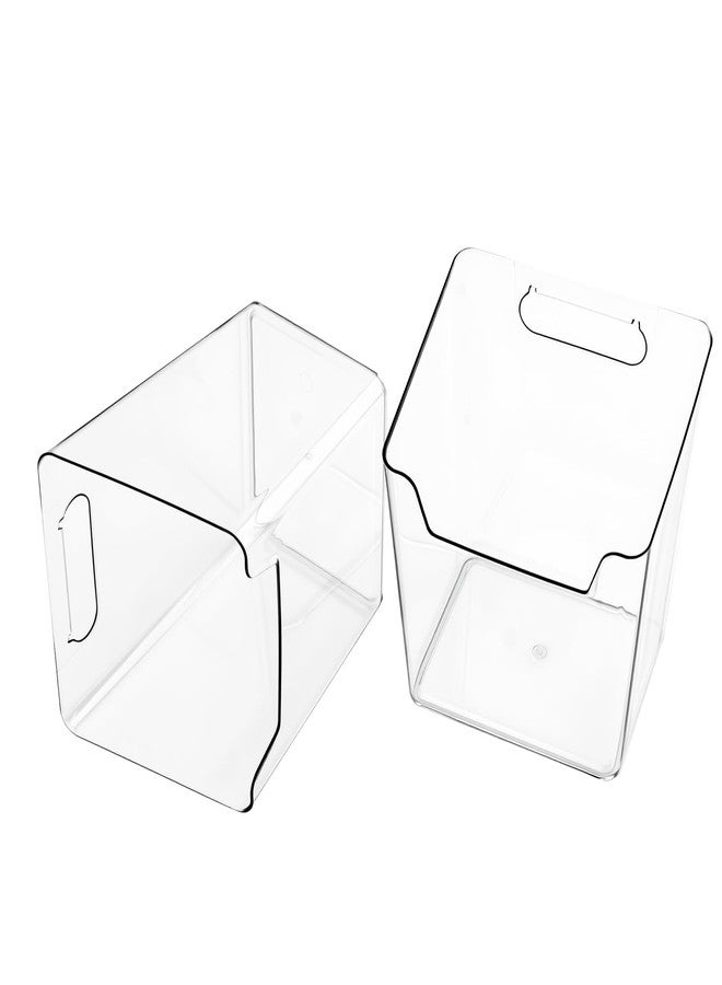 JAPCHET 8 PCS Adhesive Wall Storage Bins, Clear Cabinet Door Organizer, Acrylic Wall Mount Organizer Adhesive Hanging Bin for Wall, Refrigerator, Cabinet, Kitchen, Bathroom, Countertops - Image 3