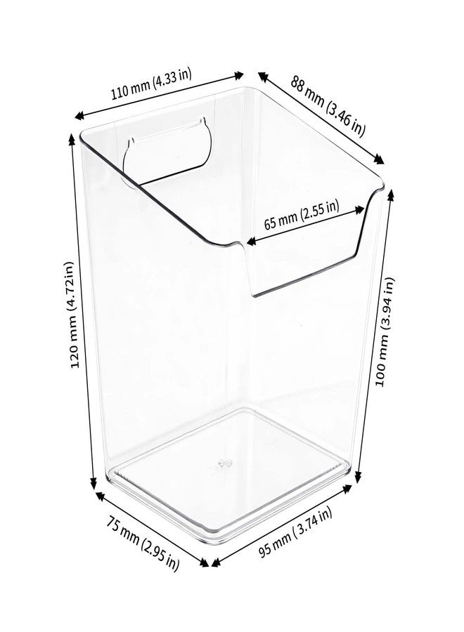 JAPCHET 8 PCS Adhesive Wall Storage Bins, Clear Cabinet Door Organizer, Acrylic Wall Mount Organizer Adhesive Hanging Bin for Wall, Refrigerator, Cabinet, Kitchen, Bathroom, Countertops - Image 2