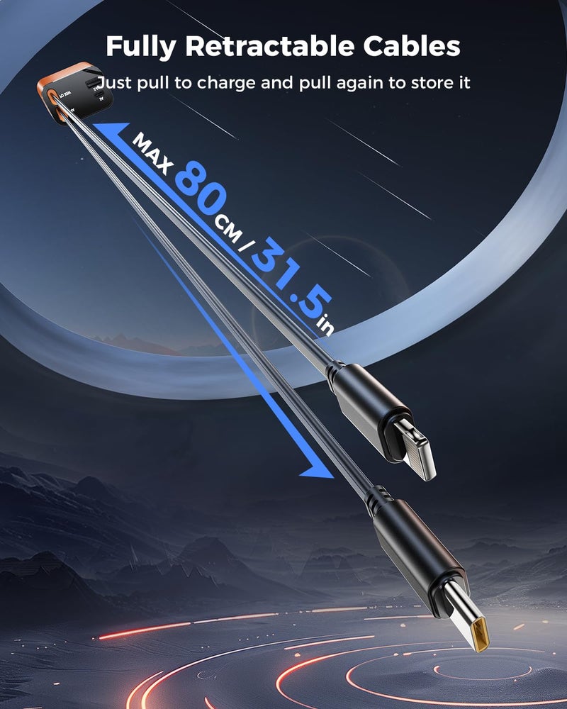 SUPERONE [2024 Upgraded] 4 in 1 Retractable Car Charger, SUPERONE Smaller Fast Car Phone Charger 69W with Cord, USB C and iPhone Car Charger Adapter, Compatible iPhone 17/17 Pro Max/16/15/14/13/12/11, Sumsung - Image 3