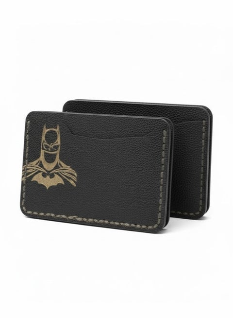 Two-piece small card and cash wallet set - Card Holder - 3 pockets, stylish and slim Batman design (black)