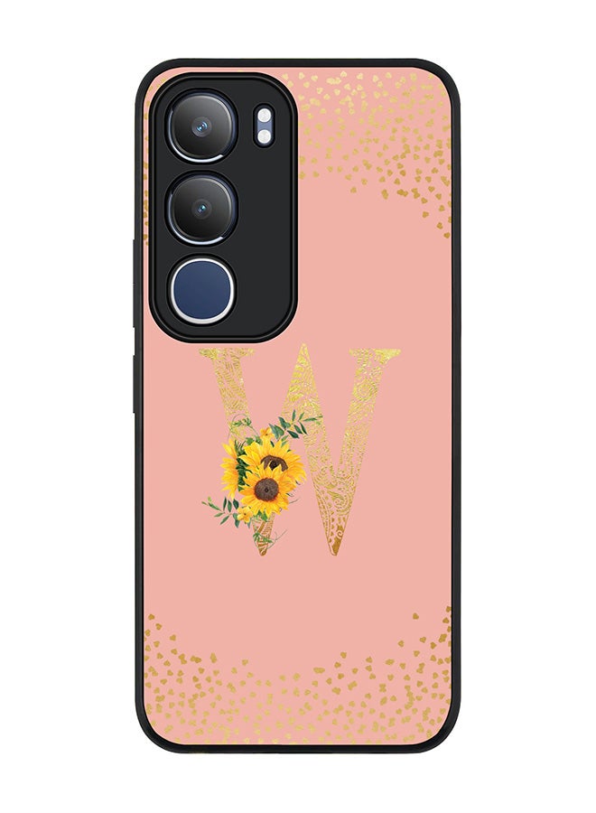 Stylizedd For vivo Y19s / Y19s Pro Case,Slim fit Camera Protection, Shockproof Thin Phone cover  - Custom Floral Monogram - W  (Rose Pink )