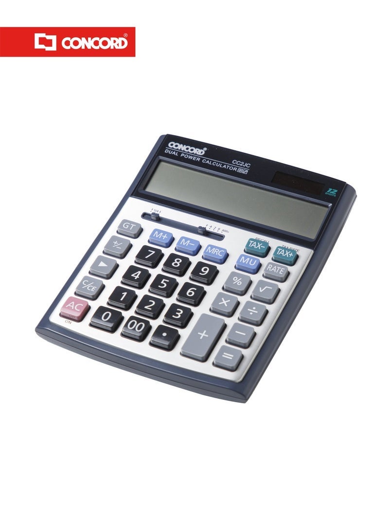 CONCORD 12-Digit Heavy Duty Electronic Calculator with Extra-Large Display, Tax Function & Dual Power - Image 2