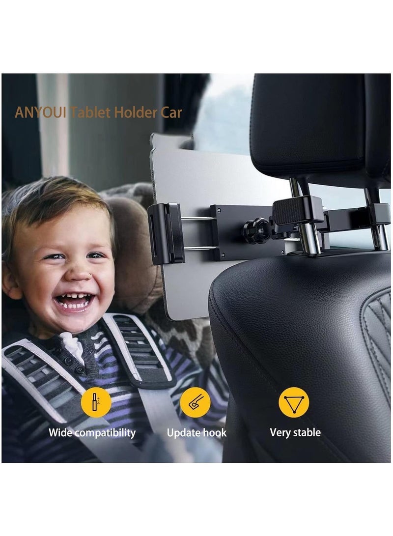 Captaintech Tablet Holder Car, Back Seat Universal iPad Holder Smartphone and Tablet with 4.7~12.9 Inches, Car Headrest Tablet Holder Extendable Car Headrest Mount  - Image 5