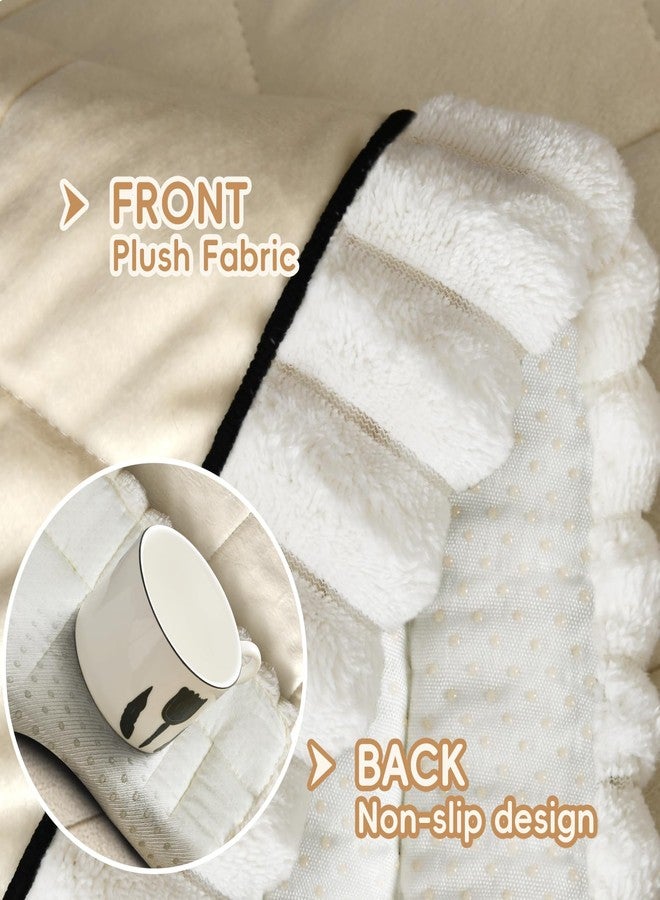 Arfntevss Couch Covers for 3 Cushion Couch Sofa Pet Friendly Velvet Washable Sofa Covers for Dogs Fuzzy Slipcover 3 Seater Anti-Slip Sectional Plush Protector (Fuzzy Grid Ivory White, 27.6" x 71") - Image 4