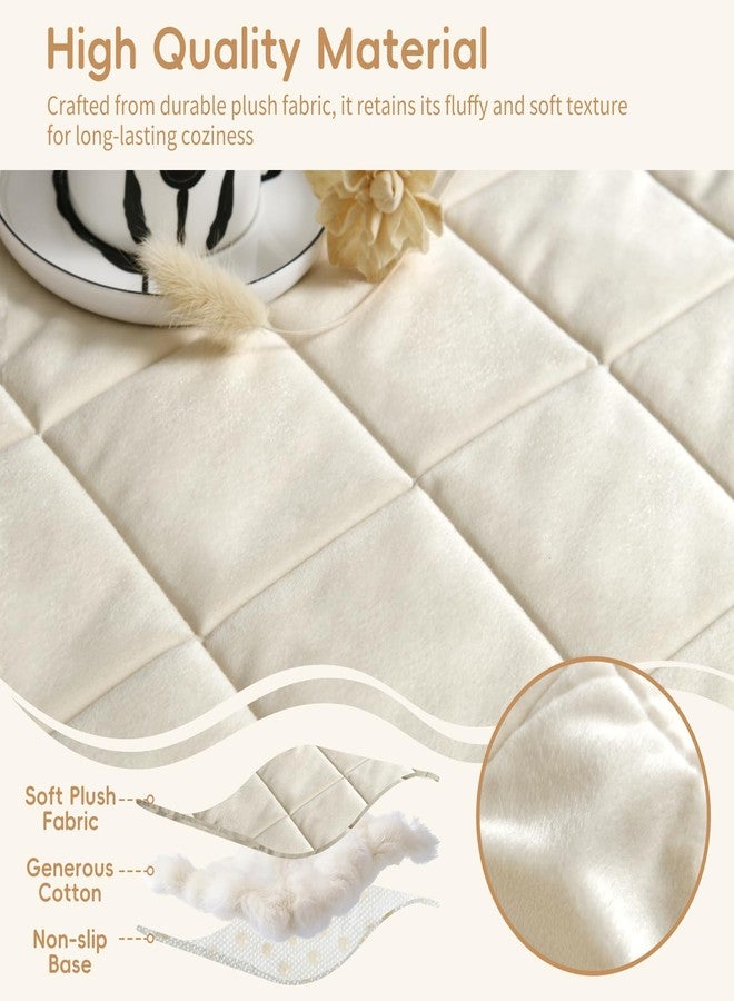 Arfntevss Couch Covers for 3 Cushion Couch Sofa Pet Friendly Velvet Washable Sofa Covers for Dogs Fuzzy Slipcover 3 Seater Anti-Slip Sectional Plush Protector (Fuzzy Grid Ivory White, 27.6" x 71") - Image 2