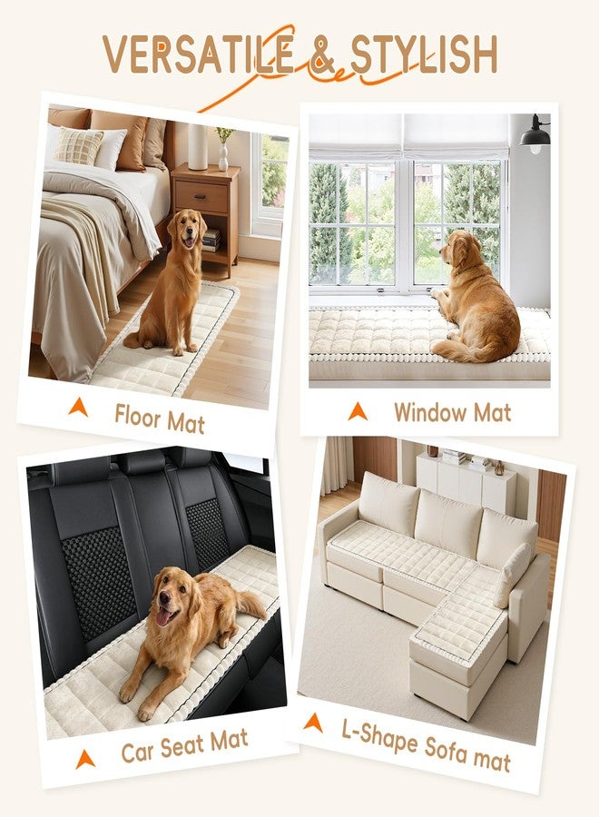 Arfntevss Couch Covers for 3 Cushion Couch Sofa Pet Friendly Velvet Washable Sofa Covers for Dogs Fuzzy Slipcover 3 Seater Anti-Slip Sectional Plush Protector (Fuzzy Grid Ivory White, 27.6" x 71") - Image 5